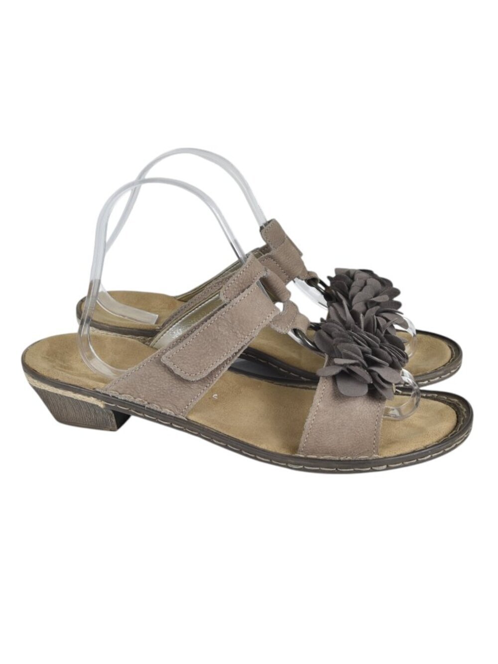Rieker Flower Sandals Adjustable Straps Leather Slip On Brown Tan EU 40